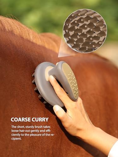Harrison Howard Horse Grooming Brushes Kit 7 pieces with Organizer Tot Equine Care Series Horse Brush Sets Black - color: Black