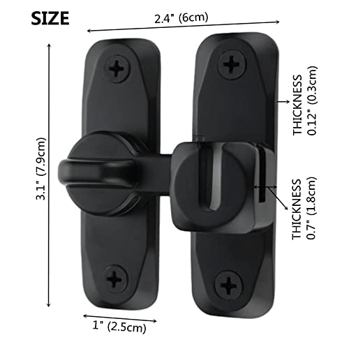 Flip Door Latch Black 180 Degree Heavy Duty Bar Gate Latches Safety Door Lock, Bold Thickened Anti-Rust Update Design (90-180Filp Door Latch)