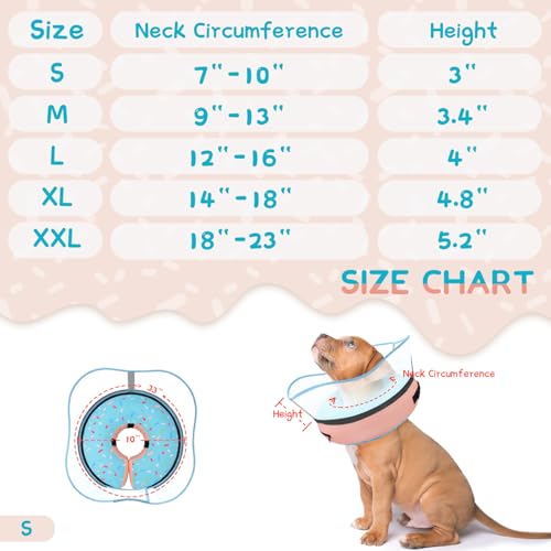Supet Raised Inflatable Dog Cone Collar to Stop Licking, Soft Dog Cone Alternative After Surgery, Doggie Neck Donut Collar for Small Medium Large Dogs - color: Donut Light Blue, size: S(Neck 7"-9.5")