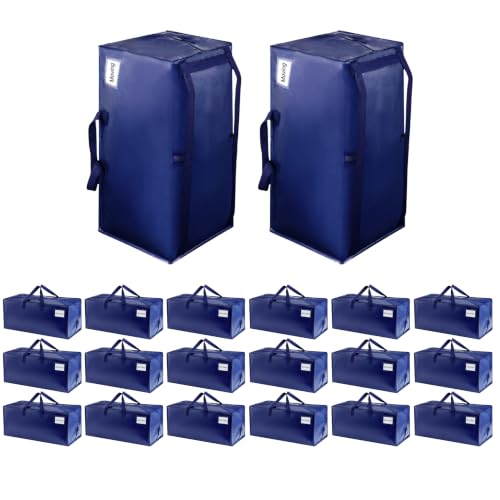 VENO 20 Pack Heavy Duty Moving Bags with Backpack Straps, Zippers & Handles, Extra Large Packing Bags for College Dorm Essentials, Moving Supplies Alternative to Cardboard Moving Boxes - color: Blue, size: 20 Pack
