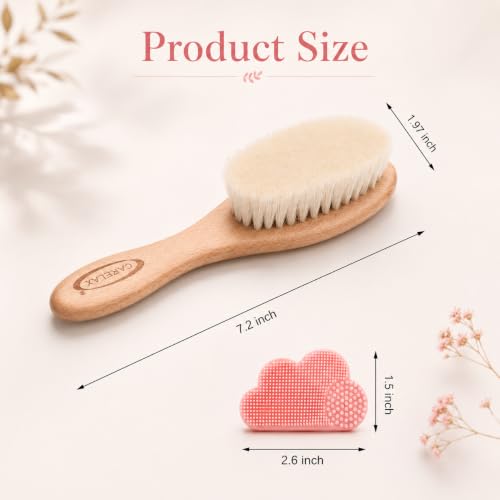Baby Hair Brush & Comb Set, Organic Wooden Hairbrush Natural Goat Bristles for Newborns & Toddlers, Ideal for Cradle Cap & Itching, Perfect Shower and Registry Gift for Infant, Toddler (2pcs-Pink) - size: 2pcs-pink