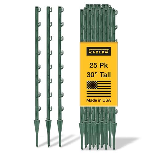 Fi-Shock P-30G 30 Inch Garden Fence Post, Ideal for Gardens and Temporary Fencing - 25 Pack