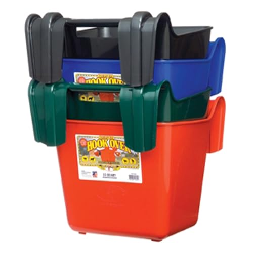 Little Giant® Plastic Hook Over Feeder | Mountable Livestock & Pet Feed Bucket | Horse Feed Bucket | Made in USA | 15 Quarts | Red - color: Red, size: 15 Quart