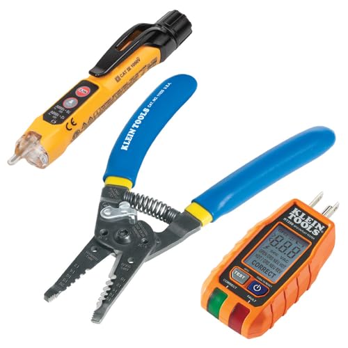 Klein Tools 80041 Outlet Repair Tool Kit with GFCI Receptacle Tester, Non Contact Voltage Tester and Wire Stripper, 3-Piece - size: Outlet Repair Kit