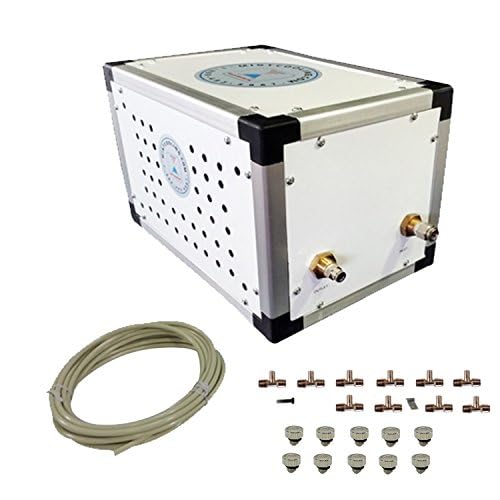 Patio Misting Kit - 250 PSI Patio misting System - Made in USA Pump - Up to 40 Nozzles Misting System - For Residential Misting System - Stainless Steel Misting Nozzles (10 Nozzle System) - size: 10 Nozzle System