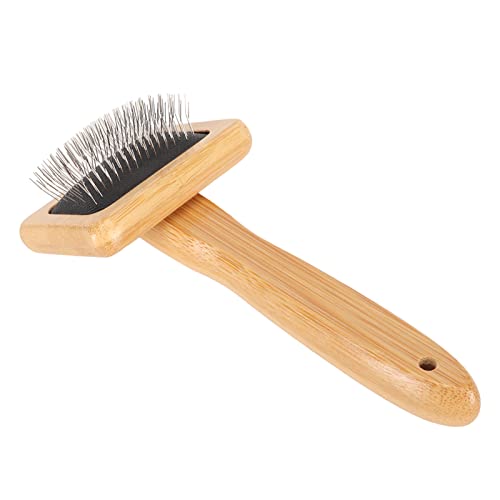 Fockety Sheepskin Wool Brush, Macrame Slicker Comb Pet Slicker Brush with Wood Handle, Removing Shedding and Dirt, All Hair Types, Cats, Dogs, Fabric Care Enthusiasts, All Ages - size: S