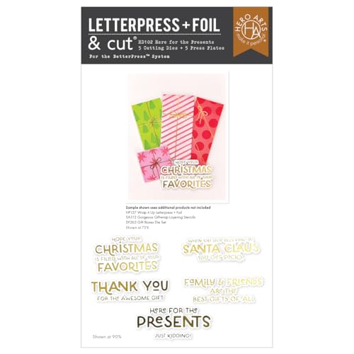 HD102 Hero Arts Here for The Presents Letterpress + Foil & Cut from The Best Gift Ever Collection