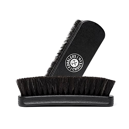 Cobbler's Choice Horsehair Shoe Brush - Premium Shoe Shine & Polish Brush | Horsehair Brush for Shoes & Boots - Buffs, Shines & Cleans Leather with a Concave Beech Wood Handle for a Comfortable Grip - color: Black