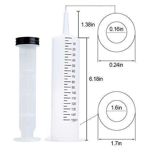 3 Pcs 150ml Large Syringes, Sterile and Individual Sealed, Easy to Use and Clean, Plastic Garden Syringe for Liquid, lip Gloss, Paint, Epoxy Resin, Oil, Watering Plants, Refilling - style: 150ml