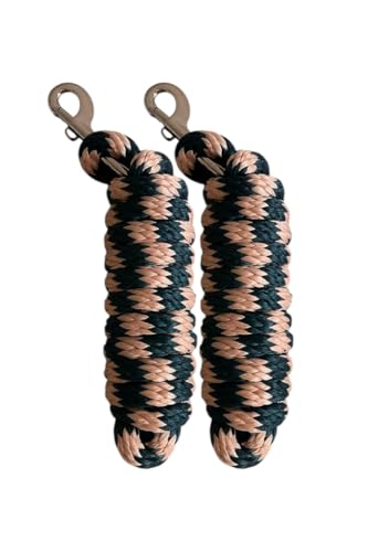 Majestic Ally Polypropylene Lead Rope with Removable Nickel Bolt Snap, 5/8 x 10 ft, for Horses and Livestock, 2 Pack (Black -Turquoise) - color: Black -Turquoise