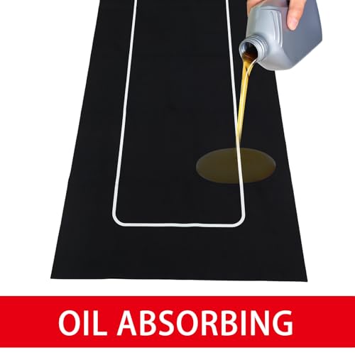 Drydiet Motorcycle Mat Garage Floor Rug Washable Parking Mats for Garage Floors Non Slip Oil Absorbent Pad Rubber Backing Layer Protects Floor(Basic Style,98 x 40 Inch) - size: 98 X 40 Inch, style: Basic Style