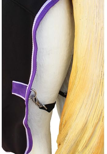 Challenger Horse Soft Fleece Cooler Exercise Blanket Show Sheet Wicks Moisture 4391 - color: Black / Purple-White Trim, size: 66 inches