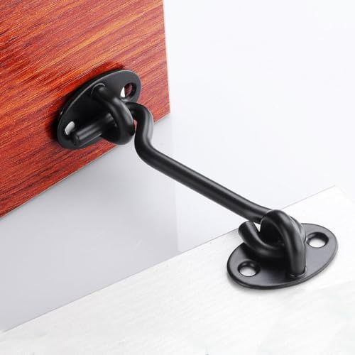 2 Pcs Barn Door Lock, 3 inch Steel Hook and Eye Latch for Door, Black - size: 3 Inch