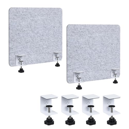 Desk Divider 2 Pcs Desk Privacy Panel 23.6'' x 23.6'',Acoustic Sound Absorbing and Noise Reducing Desk Partition for Office Desk,Clamp-on Desk Divider Partition with Adjustable Universal Base - size: 23.6''L x 23.6''W