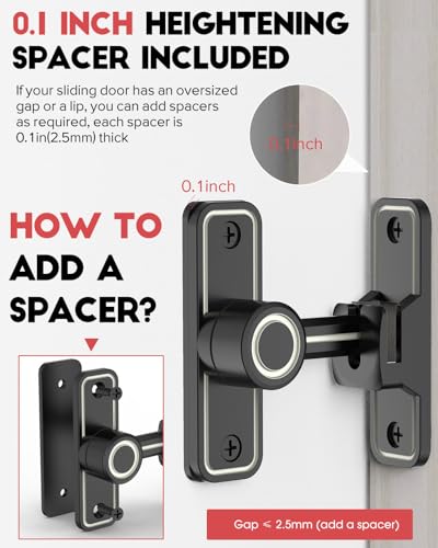Heavy Duty Gate Latches 90 Degree Right Angle Barn Door Lock, Anti-Theft Sliding Door Lock Latch for Wooden Fence Garden Bathroom Outdoor Garage Window Include Screw (Luminous Black) | Anti-Theft Sliding Door Lock Latch for Wooden Fence, Garden, Bathroom,