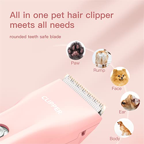 Dog Cat Home Hair Clipper Portable Electric Pet Grooming Kits,Pink,TS006 - color: Ts006-pink