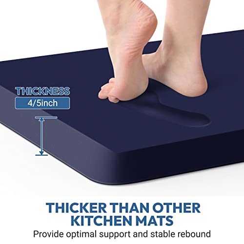4/5 Inch Thick Kitchen Mat - Cushioned Anti Fatigue Mats for Kitchen Floor - Easy to Clean, Waterproof, Non-Slip Kitchen Rug for Sink, Office, Kitchen (20''x32'' Blue) | Easy to Clean, Water Resistant, Non-Slip Thicker Rug, Standing Desk Mat for Sink, Off