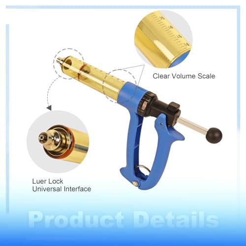 2-Piece Set, RANCH CHOICE 50ML Semi Automatic Livestock Syringe, Dose Adjustable, Continuous Repeating Luer Lock Cattle Syringe for Cow Goat Pig Sheep Hog - size: 2-Piece 50ML