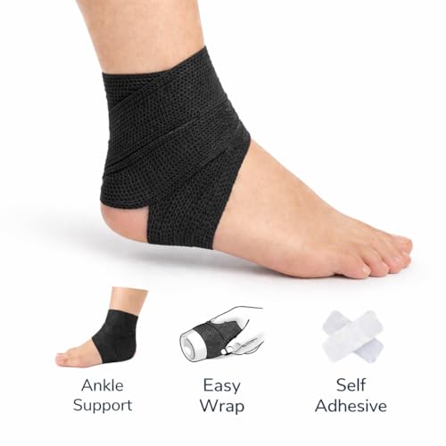 HARZ Self Adhesive Bandage Wrap – 24 Pack 2" 5yds Elastic Wrap Bandages – Stretch Non-Woven Color Tape Rolls – Athletic Cohesive Tape for Sports, Vet, Ankle, Wrist Wrapping (24 Pack Black, 2 Inch) - color: 24 Pack Black