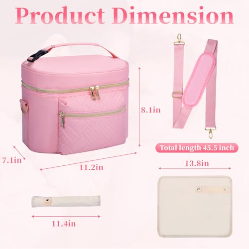 GDNasist Wearable Breast Pump Bag, Pumping Bag with Mat & Shoulder Strap | Portable Pumps Carrying Case Bag Compatible with Willow/Elvie/Medela/Momcozy for Nursing & Working Moms, Pink - color: Pink