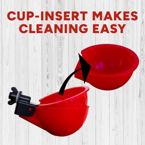 RentACoop DIY Waterer Kit - Auto-Fill Big Cups with Inserts - 6 Pack