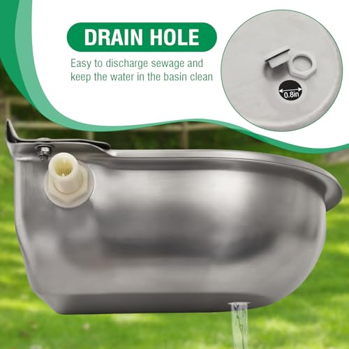 Automatic Horse Waterer Large Livestock Water Bowl 1.35Gal Stainless Steel Trough for Cattle Cow Pig Sheep Pet Dog