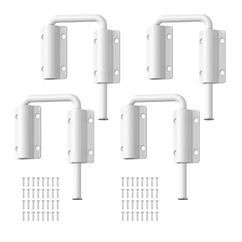 Upgraded Sliding Door Loop Lock, Gate Latches, White-4PCS | 90/180 Degree Patio-Security U-Bolt Latch Lock for Barn Door, Closet, Fence, Window, Multi-Angle, Aluminum Alloy - color: White-4PCS