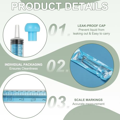 Feeding Syringes with Cap, Plastic Syringes for Liquid Pet Feeding Measuring Tool No Needle 10ml, (Blue, 20 Pcs), Intended for Dog/Cat/Rabbits/Small Animal/Scientific Lab - color: Blue