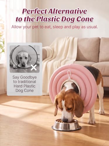 Soft Dog Cones, Adjustable Recovery Dog Donut Collar- Comfy Water Proof Pup Cone Alternative After Surgery-Anti-Bite Lick Wound Healing Pet E-Collar for Small Large Medium Dogs, S - color: pink, size: S-4lbs