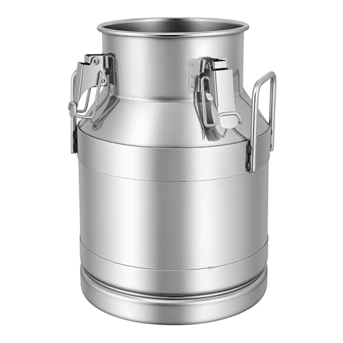 DYNAMI 2.6Gal Stainless Steel Milk Can with Sealed Lid and Handles,Anti-Leak Liquid Storage Barrel,Food Grade Container for Milk, Liquid,Solid Storage and Transport,Large Opening for Easy Cleaning - size: 2.6Gal