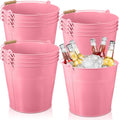 Didaey 12 Pcs 9 Quart Large Galvanized Metal Buckets with Handle Inch Heavy Duty Stainless Steel Pails Round Pail for Party Wedding, Crafts, Utensils, Table Centerpieces (Pink) - color: Pink