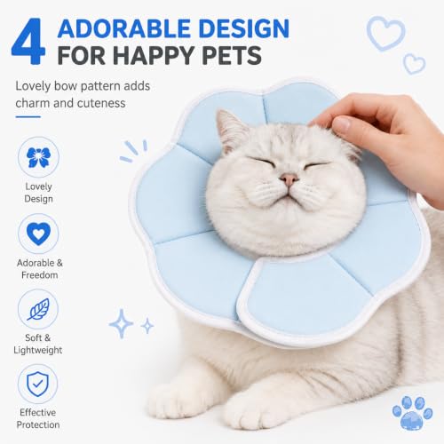 Avont Cat Cone XS Adjustable Soft E-Collar, Blue | XS fits 4.0-6.5" necks, Depth 3.4", breathable & soft, prevents licking Water-resistant & easy clean - color: Blue, size: XS(Neck:4.0"-6.5")
