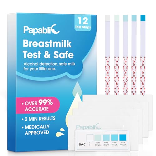 Papablic Alcohol Test Strips for Breastmilk, Quick Results in 2 Minutes Breast Milk Alcohol Test Strips for Breastfeeding Moms at Home Holiday Party, 12Pcs - size: 12-Count