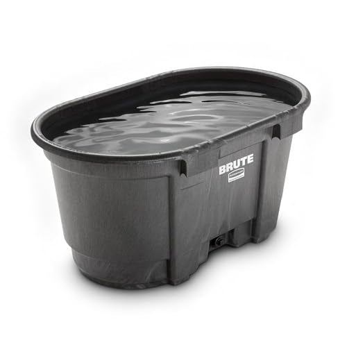 Rubbermaid Commercial Products Stock Tank 100-Gallons Structural Foam Heavy Duty Container for Livestock/Animal/Cattle Feed & Water Outdoor Homemade Pool/Hot Tub/Bathtub & Pet Cleaning/Dog Wash - size: 100 Gallon