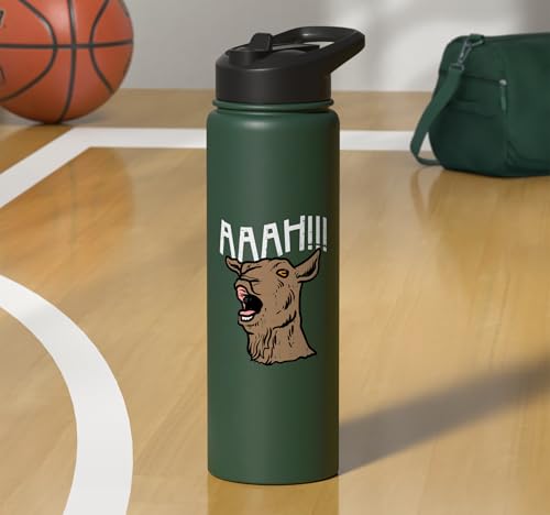 Goat Aaah Bleating Scream Animal Lover Farmer Men Women Kids Stainless Steel Insulated Water Bottle - color: Dark Green