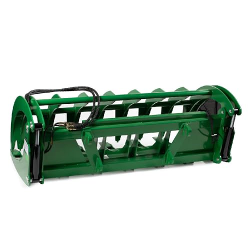 Titan Attachments Extreme Root Grapple Rake Attachment, Global Euro Connection, Heavy-Duty Rake Attachment, Twin 3,000 PSI Cylinders, Replaceable Forged Steel Teeth - size: Rake Length: 72"