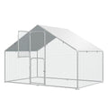UDPATIO Metal Chicken Coop Walk in Large Chick Run House Pen | Double Feed Door UV-Resistant Cover Galvanized Frame Outdoor Cage for Bird Duck Rabbit Hen 6-10 Silvery-metal 1PCS - size: 120.0"L x 72.0"W x 72.0"H