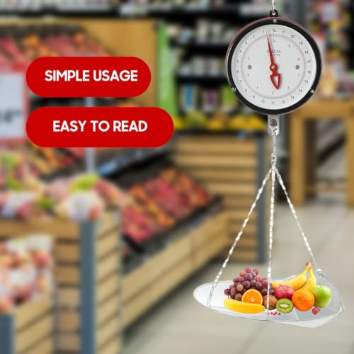 Tongue Weight Scale, Hanging Scale with Removable Tray, 22lb Capacity | 8.27-inch Double Sided Dial, Ideal for Farm, Market, Warehouse, or Workshop, No Battery Needed, Heavy Duty