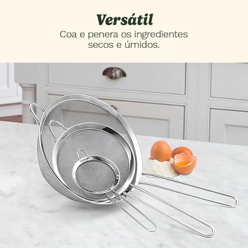 Cuisinart Mesh Strainers, Stainless Steel, Dishwasher Safe, 3-Count | Fine mesh kitchen strainers in 3 sizes, can be used as a pasta strainer, rice strainer, spaghetti strainer, CTG-00-3MS