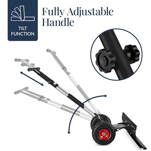 Best Choice Products 48in Heavy-Duty 2-Wheel Snow Pusher Hand Plow for Snow Removal w/Wheels, Adjustable Handle, Blade Angle - Black - color: Black, size: XL 48in w/Wheels
