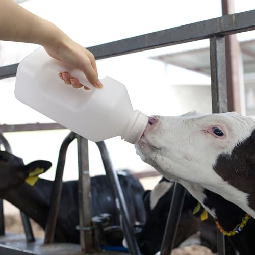 2 Quart Calf Bottle with Replacement Screw Nipple – Heavy-Duty Nursing Feeder for Baby Cattle, Lambs, Goats & Kids – Essential Livestock Supplies with Easy-Grip Handle & Anti-Leak Design