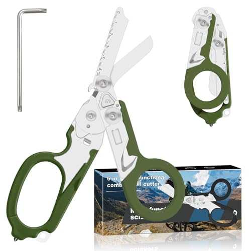 6-in-1 Heavy-Duty Emergency trauma shears (Army green) - color: Army Green