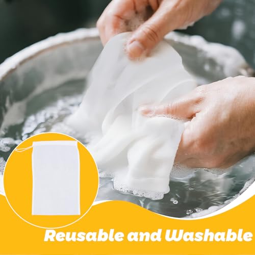 6 Pcs Nut Milk Bag Strainer 12 x 8 Inch Reusable 200 Mesh Fine Nylon Cheesecloth Straining Bags with Drawstring for Juicing, Coffee, Yogurt, Cheese, Tofu, Tea & Fruit Juice(6, 12 x 8 Inch)