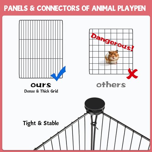 VISCOO 32 Panels Small Animal Playpen,47.5" x 23.7" x 31.5" Pet Playpen | Upgrade Waterproof Mat,Guinea Pigs, Rabbit/Bunny Cage, Bunny/Puppy Play Pen, Indoor Outdoor Portable Metal Fence - color: 47.5"L x 23.7"W x 31.5"H, style: 32 Metal Panels