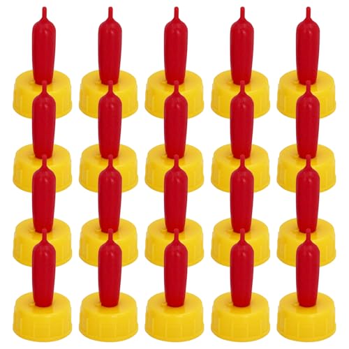 20 Pack Goat Lamb Nipples Soft Rubber Animal Milk Feeding Nipple | with Flutter Valve & Vent Leak-Proof Slow Flow Reusable Teat for Lambs Goat Sheep Pup Foal Calf Piglet, Screw On Soda Bottle - color: yellow