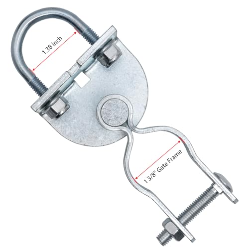 2 Pack T-Post Gate Hinge Kit, Fits T-Post & 1-3/8" Pipe, Heavy-Duty Steel | Dual mount: T-Post + Pipe or Pipe + Pipe. 5/8" pin, 200° swing, powder-coated steel. For farm, chain link, wood fences.