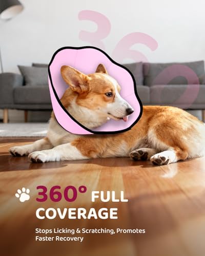 MIDOG Dog Cone Collar After Surgery, Soft Dog Cone Alternative to Stop Licking,Adjustable Elizabethan Recovery Cones for Small to Large Sized Dogs - color: Pink, size: XL