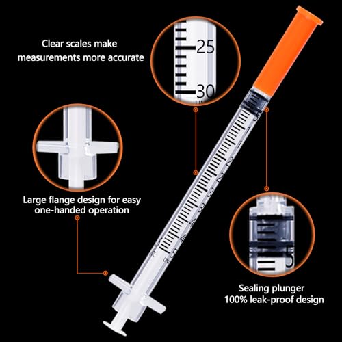 0.5ML Syringe, Lab Supplies Syringes 31G 5/16 Inch, Individually Wrapped, Pack of 100 - size: 0.5ml-31G-5/16", style: 100 Pack
