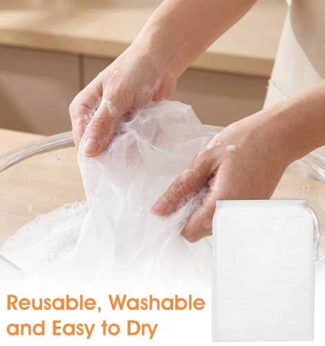 6 Pack Strainer Bags for Juicing, Juicer Bags for Cast Iron Juicer | 30×20cm Reusable, White Nylon Straining Bags, Reusable, Durable, Perfect for Nut Milk, Fruit Juice, Coffee