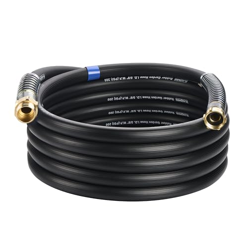 5/8 IN. × 25FT. Heavy Duty Rubber Garden Hose, High Flow 5/8" I.D. Brass Fitting No Memory Durable Heavy Duty Water Hose for Watering, Irrigation, Water Transfer Pump - color: Black, size: 25FT